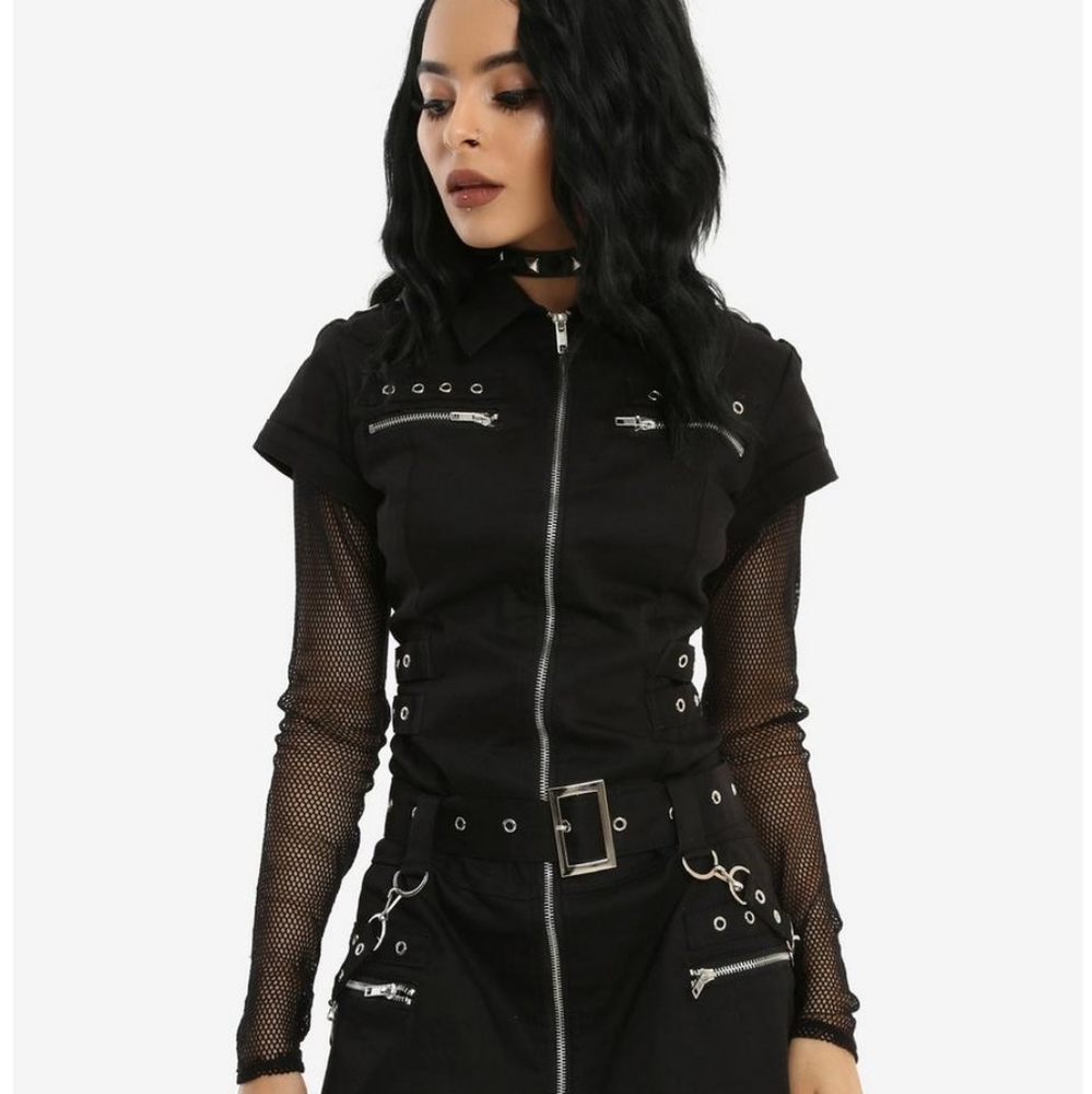 Hearts & Roses Zipper Bondage Dress Hot Topic Tripp NYC Goth Morbid Threads
